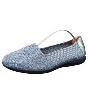 Comfortview Bethany Women's Size 8.5 Extra Wide‎ Pewter Woven Slip-On Flats